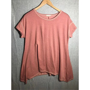 Womens Easel Tunic Blouse Dusty Pink Asymmetric Hem Thick Material Layering